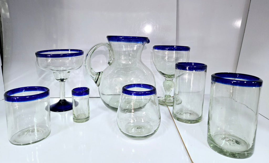 Vasos Vidrio Soplado Para Agua paquete de 6 piezas + (INCLUYE REGALO)