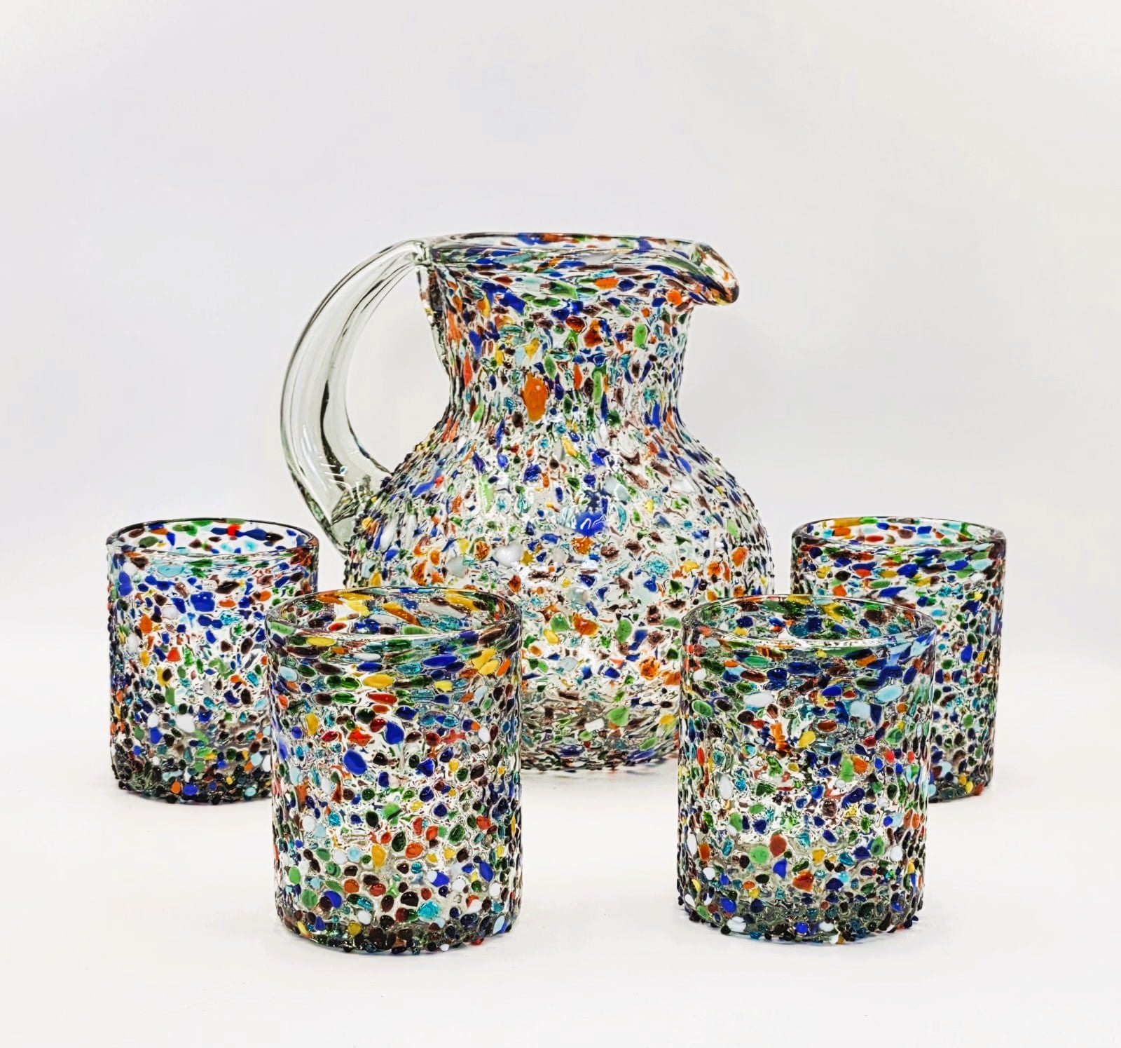 SET DE JARRA Y VASOS MODELO GRANIZADO CARMEN (1JARRA, 6 PZ DE VASO)