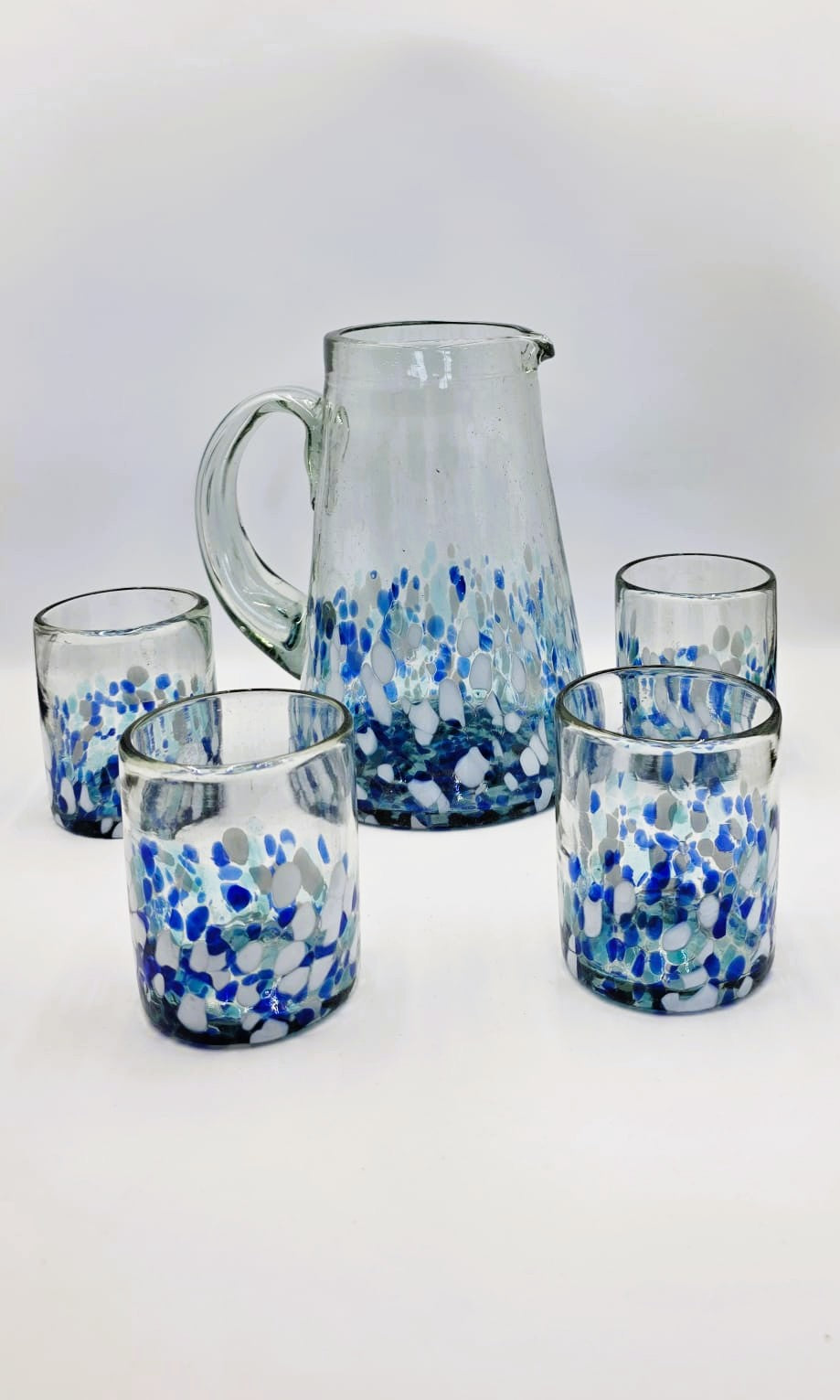 SET DE JARRA Y VASOS MODELO PINTAS BLUE (1 JARRA, 6 PZ DE VASO)