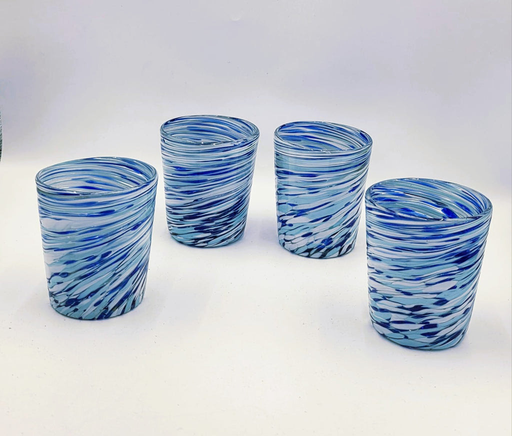 SET DE 6 VASOS MODELO PINTAS BLUE TONEADAS + (INCLUYE REAGALO)