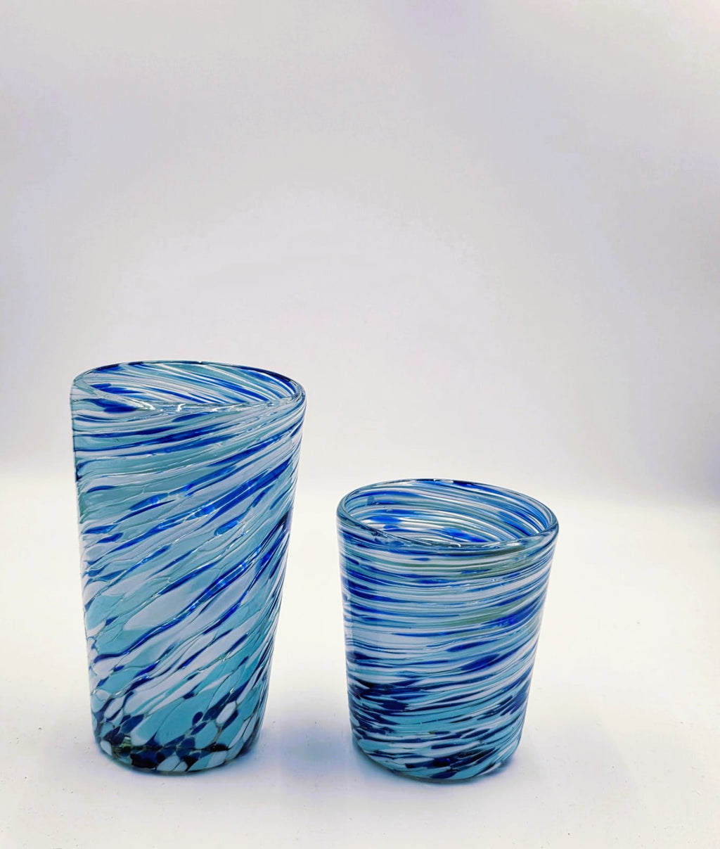 SET DE 6 VASOS MOCELO PINTAS BLUE TORCIDAS +(INCLUYE REGALO)