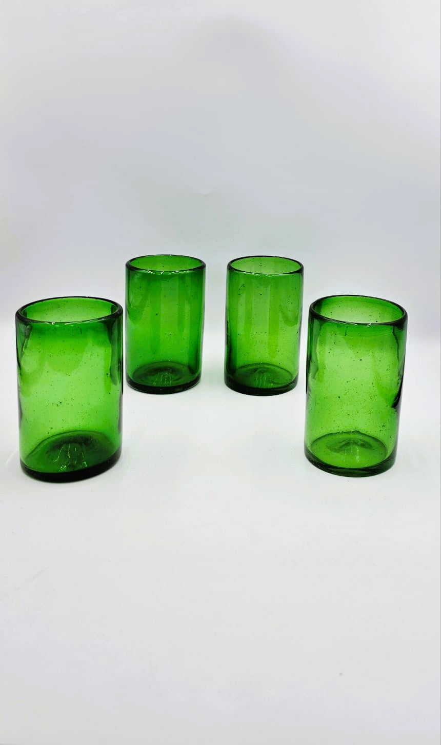 SET DE 6 VASOS MODELO SOLIDO VERDE JADE + (INCLUYE REGALO)