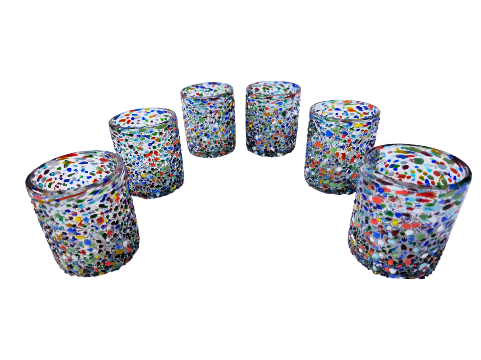 VASOS VIDRIO SOPLADO| SET 6 PIEZAS| ARTESANALES|GRANIZADO (INCLUYE REGALO)