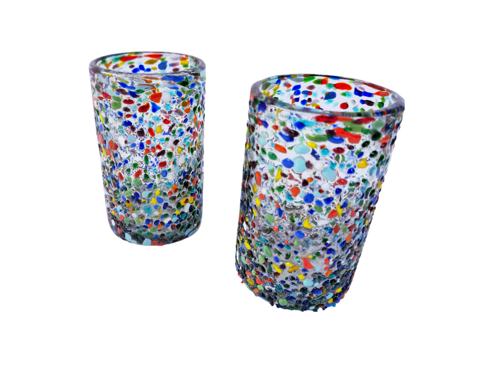 VASOS VIDRIO SOPLADO| SET 6 PIEZAS| ARTESANALES|GRANIZADO (INCLUYE REGALO)