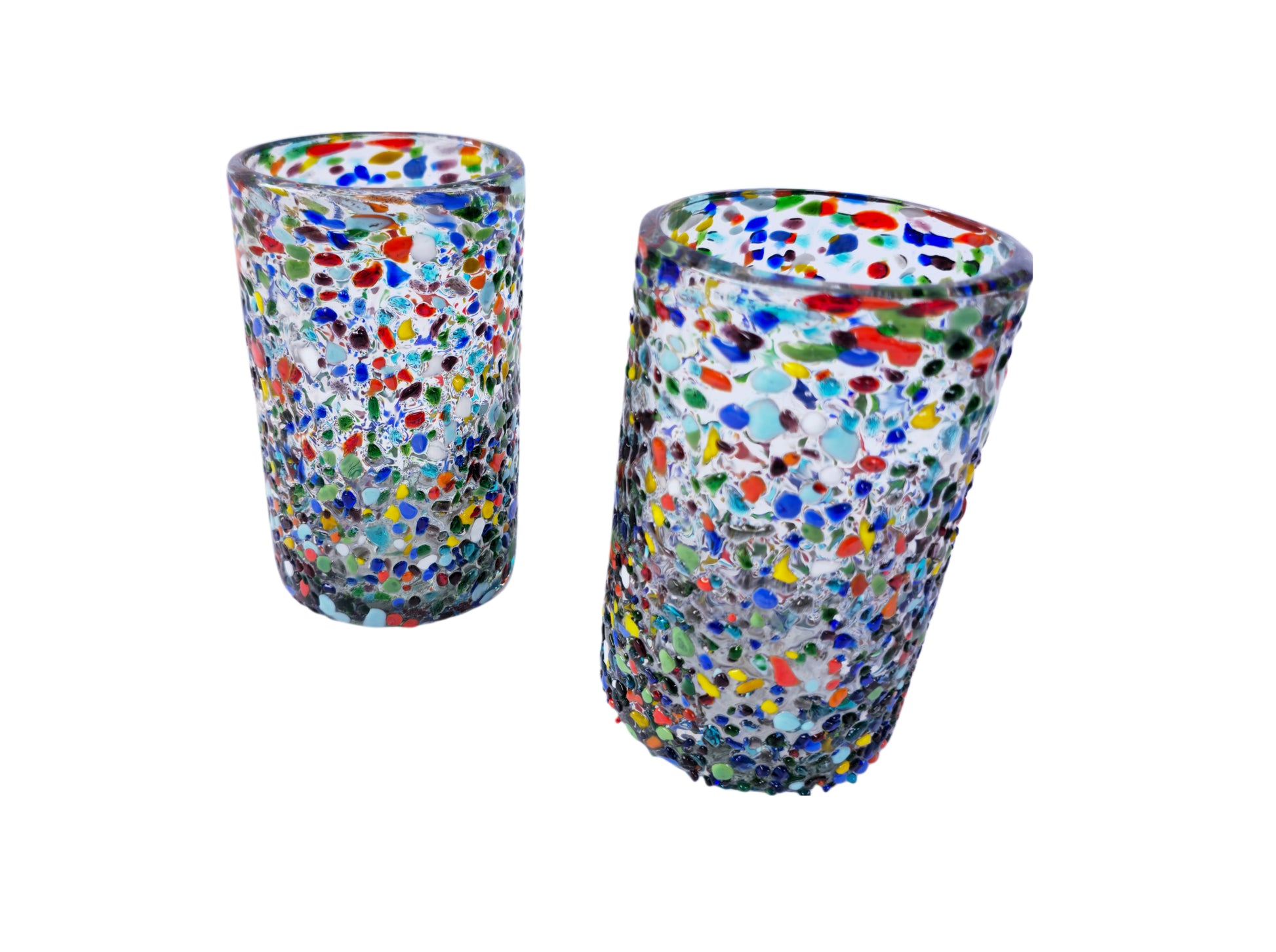 VASOS VIDRIO SOPLADO| SET 6 PIEZAS| ARTESANALES|GRANIZADO (INCLUYE REGALO)