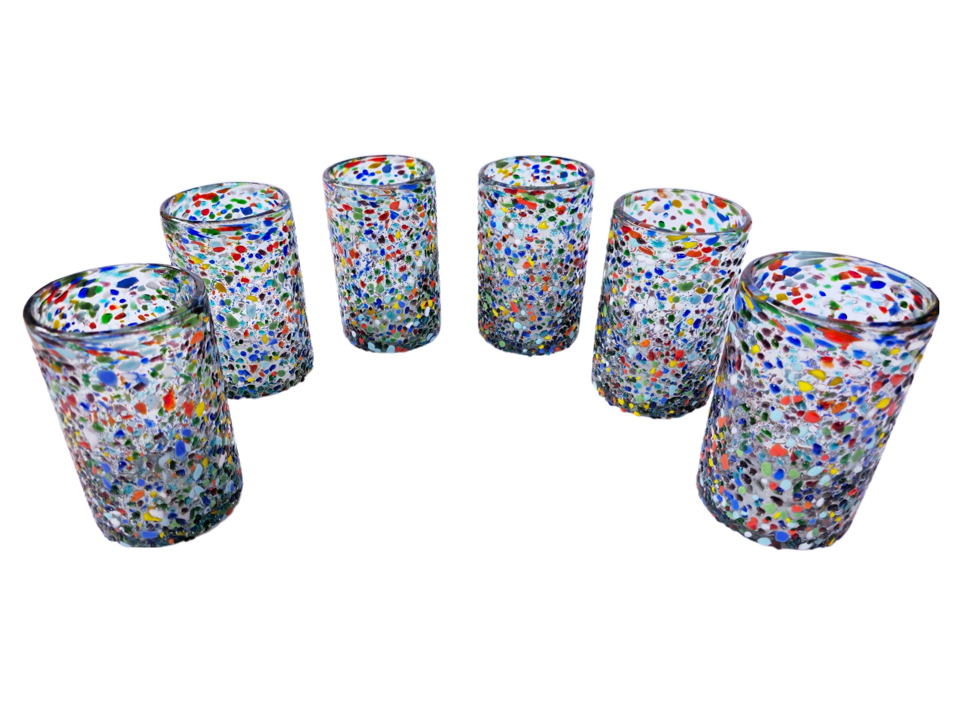 VASOS VIDRIO SOPLADO| SET 6 PIEZAS| ARTESANALES|GRANIZADO (INCLUYE REGALO)