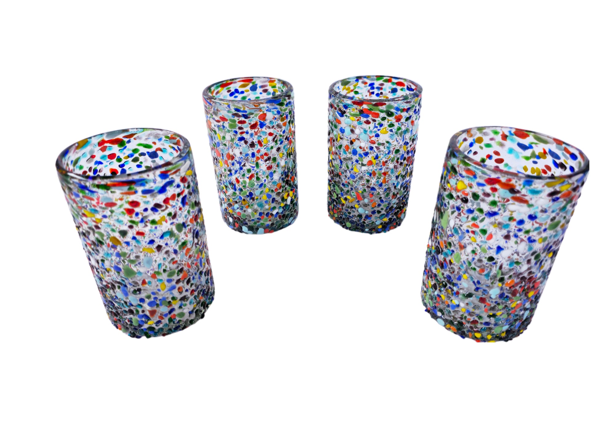 VASOS VIDRIO SOPLADO| SET 6 PIEZAS| ARTESANALES|GRANIZADO (INCLUYE REGALO)