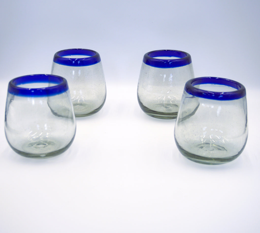 Set de 6 Vasos de Vidrio Soplado Forma Bola