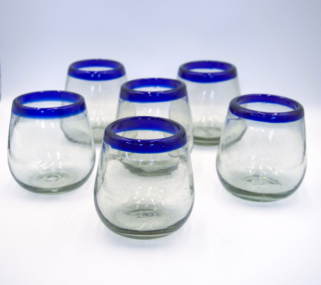 Set de 6 Vasos de Vidrio Soplado Forma Bola