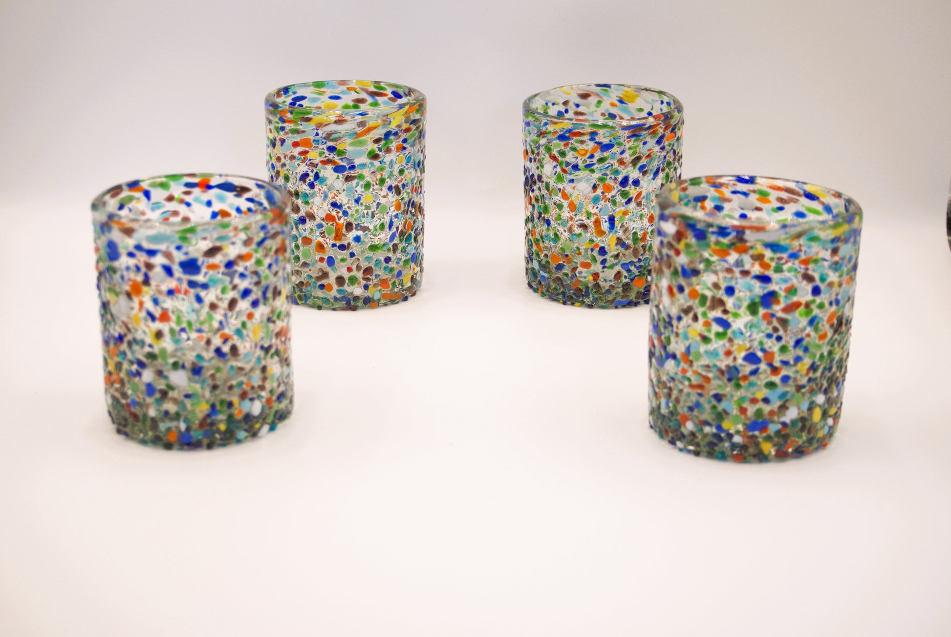 VASOS VIDRIO SOPLADO| SET 6 PIEZAS| ARTESANALES|GRANIZADO (INCLUYE REGALO)