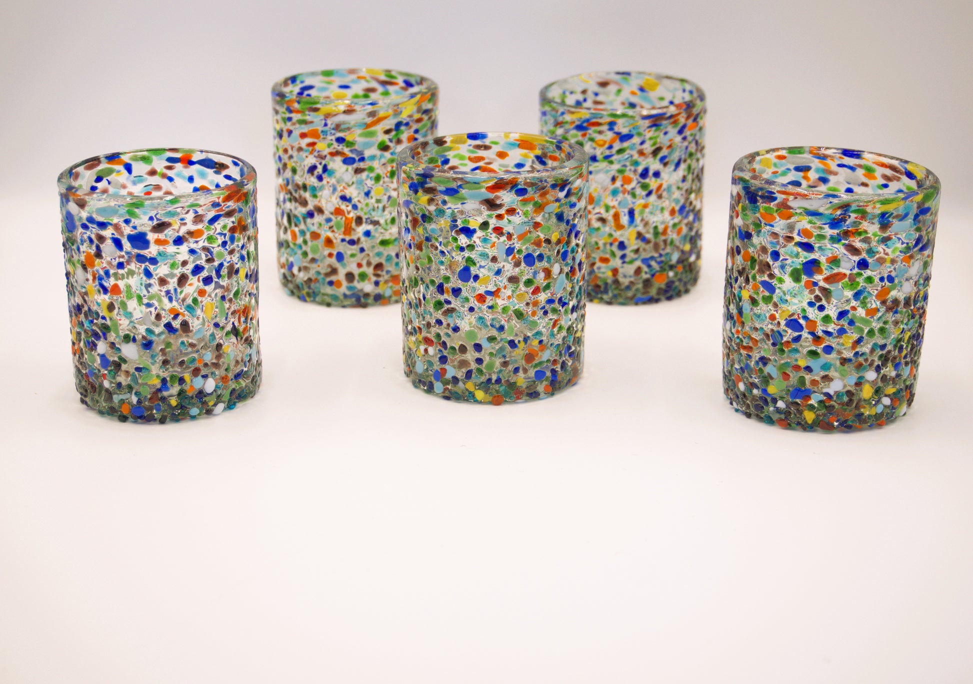 VASOS VIDRIO SOPLADO| SET 6 PIEZAS| ARTESANALES|GRANIZADO (INCLUYE REGALO)