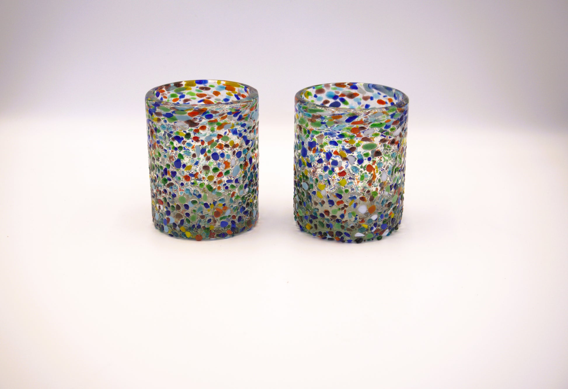 VASOS VIDRIO SOPLADO| SET 6 PIEZAS| ARTESANALES|GRANIZADO (INCLUYE REGALO)