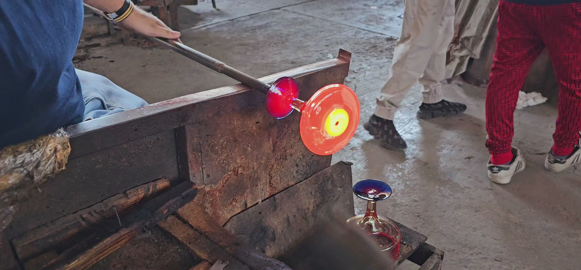 COPAS DE VIDRIO SOPLADO MARGARITA|PAQUETE DE 4 PIEZAS|POSTA COBALTO