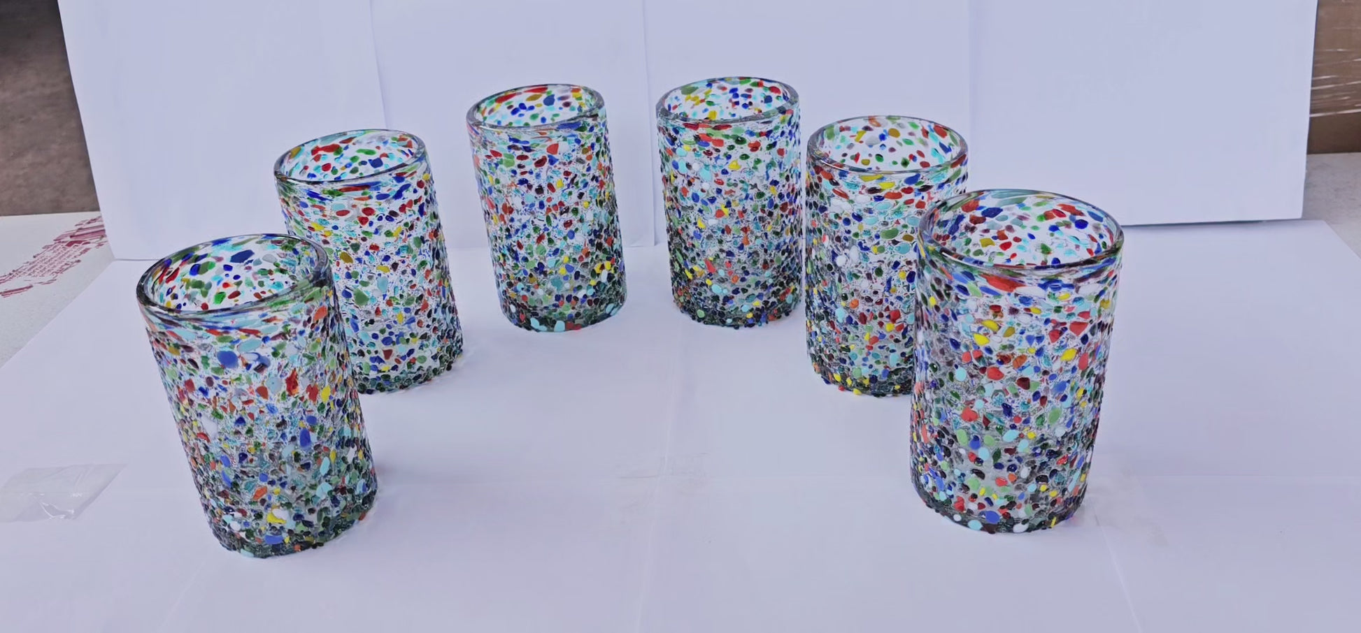 VASOS VIDRIO SOPLADO| SET 6 PIEZAS| ARTESANALES|GRANIZADO (INCLUYE REGALO)