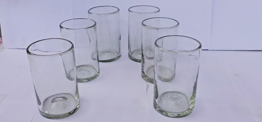 VASOS VIDRIO SOPLADO| SET 6 PIEZAS| ARTESANALES + (INCLUYE REGALO)