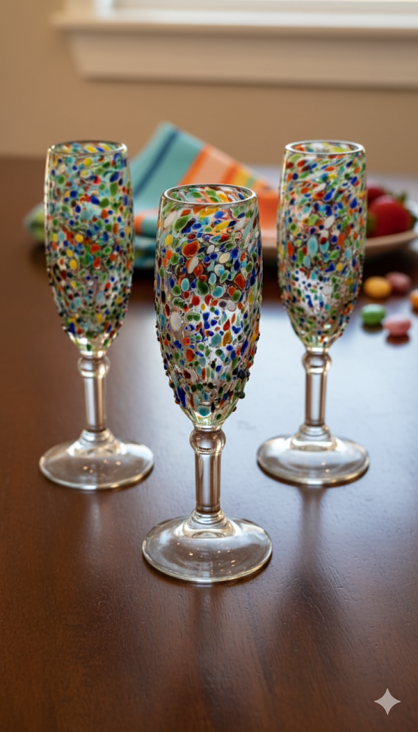 SET DE 4 COPAS CHAMPANGE GRANIZADA CARMEN